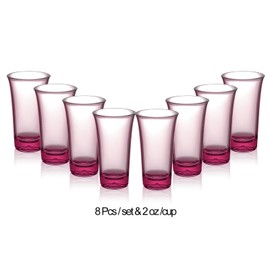 XXIV Solar terms 8 Pcs Acrylic 2 oz Pink Shot Glasses Set- Cute Birthday Plastic Shot Glasses 2oz Bulk, Thick Base, Great Party Gifts for Adults