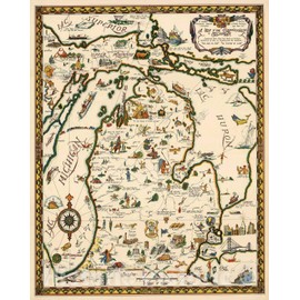 Historic Map - A map of The Commonwealth of Michigan, 1935 - Vintage Wall Art - 20in x 24in