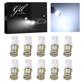 Grandview T10 194 168 921 W5W White LED Interior Lights Bulb Car Replacement Lights Truck License Plate Front Rear Sidemarker Light Dome Map LED Bulbs 12V DC 10-Pack