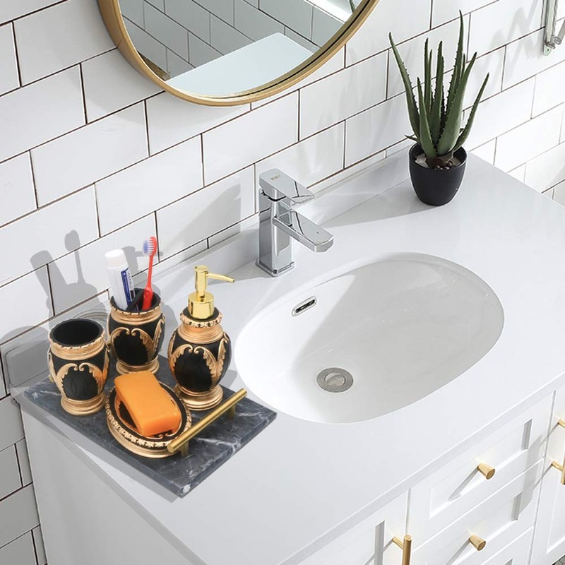 LUANT 4 Pieces Bathroom Accessory Set Including Tumbler, Toothbrush Holder,