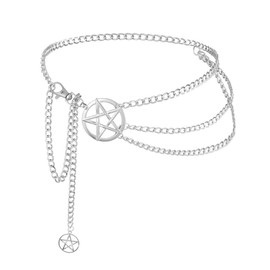 Eigso Y2K Vintage Silver Metal Triple Layers Waist Link Chain for Women Men Unisex Goth Chain Jeans for Woman Man