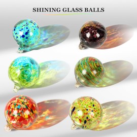 PIREKZUNT Hand Blown Glass Ornaments, 6 Pcs Gazing Glass Christmas Ornaments, Hanging Friendship Balls Glass Witches Balls for Home Outdoor Window Patio Garden Décor(Colorful)
