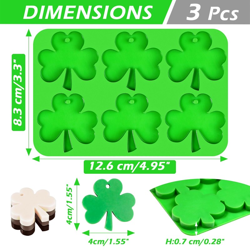 Webake Shamrock Silicone Mold, 6-Caivty Shamrock Mold for Chocolate, Candy,