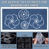 BENECREAT 4Pcs Acrylic Sashiko Stencil, Rectangle Flower and Leaf Pattern