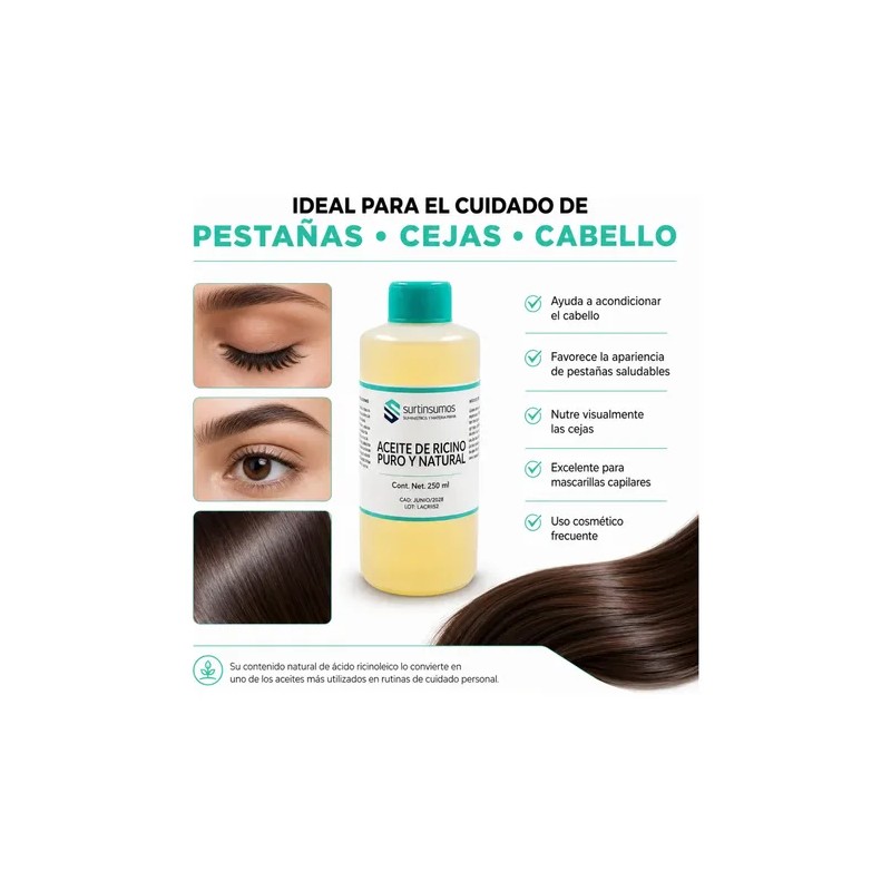 Aceite De Ricino Puro Usp 250 Ml Uso Cosmético Y