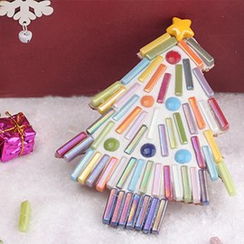 Youway Style Iridescent Mosaic Tiles for Crafts,200g Assorted Colors Glass Mosaic Pieces Bulk, Linear Shapes for DIY Art Crafts Supplies and Mosaic Projects