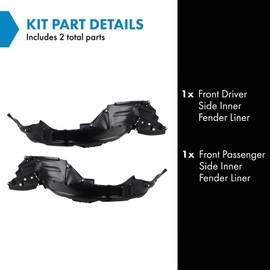 TRQ TRQ Front Inner Fender Liner Set Compatible with 2011-2015 Scion xB SC1248109 SC1249109