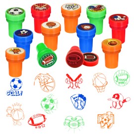 24 Pcs Sports Themed Stampers for boys girls, Football Basketball Baseball Soccer Birthday Party Supplies Favors, Classroom Rewards Prizes, Goody Bag Treat Bag Stuff for Sports Party Gifts (Sports)