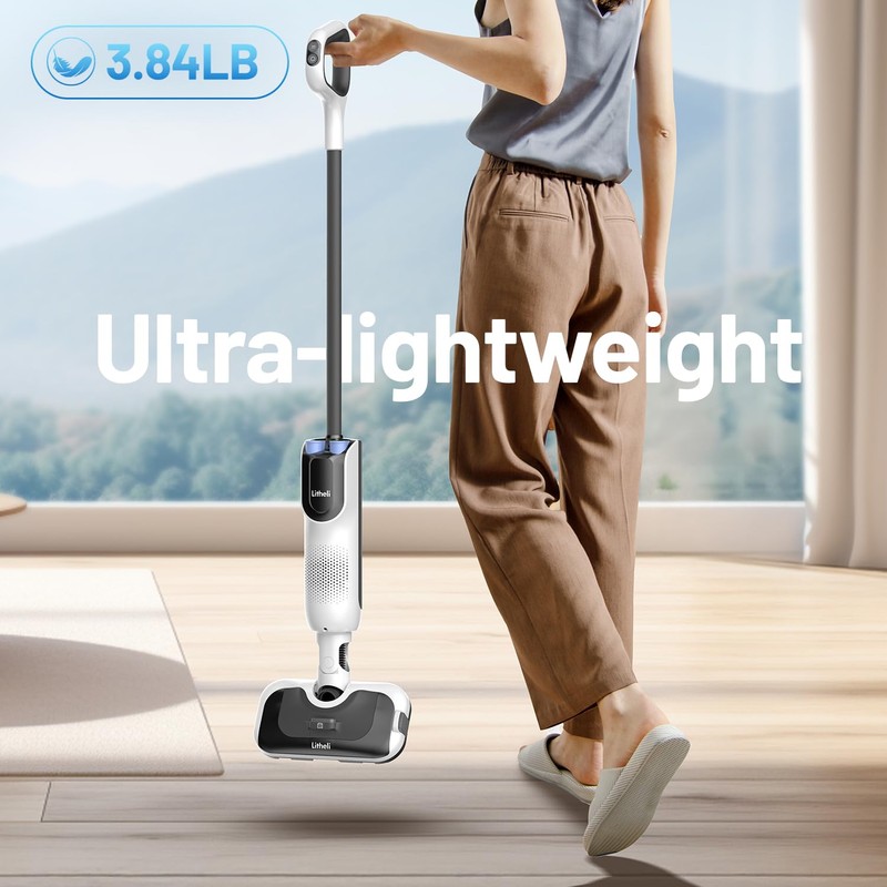 LiTHELi Cordless Vacuum Mop Cleaner, 2-in-1 Hard Floor Stick Vacuum,
