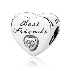 MsRosy New Women's S925 Sterling Silver Hearts Charms Moments For Bracelets and Necklaces Gift For All the Family and Friends (Friend charm)