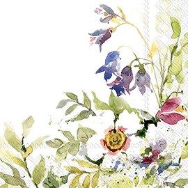 IHR Ideal Home Range Cocktail Napkins Disposable 3-Ply Paper Party Napkin Pack, 5" x 5", Packed Flowers, 20-Count