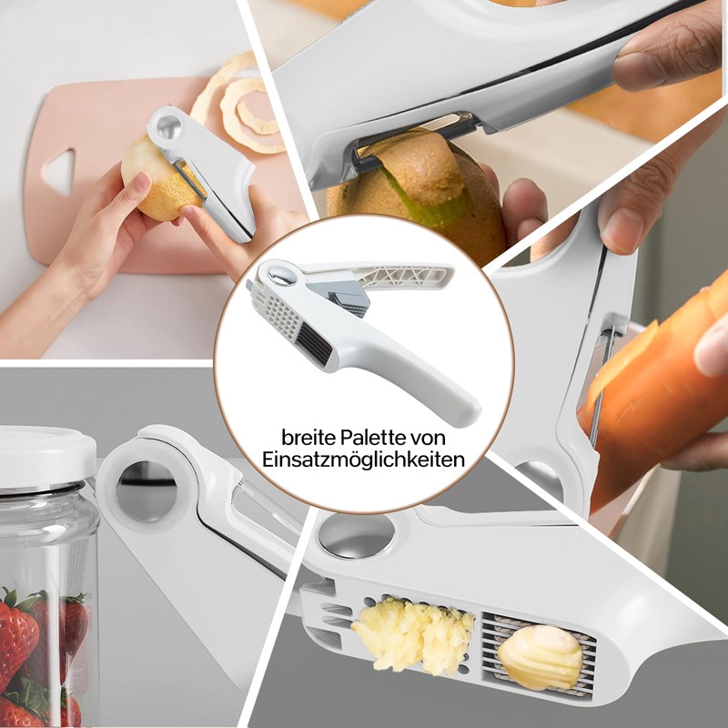 Trywise 4-in-1 garlic press, garlic peeler, garlic press with easy