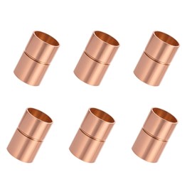 Hordolry Straight Copper Coupling Fittings, 3/8 Inch Copper Pipe Welding Joint Connector Adapter for HVAC Air Conditioner, Sweat End Pipe Fitting with Rolled Tube Stop, Pack of 6