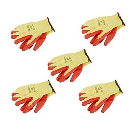 AB Tools 5 Pairs Builders Protective Gardening DIY 9" Latex Rubber Coated Gloves TE696