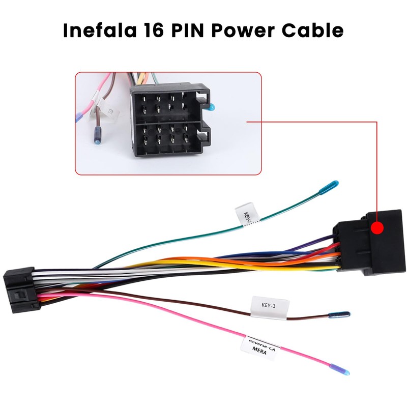 Inefala 16 Pin Adapter Cable Connector 16-Pin Standard ISO Adapter