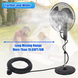 MEIMEITOU Fan Misting Kit,The misting Ring with 5 Brass nozzles and 16.4FT Water Supply Line,Outdoor Fan Mist Cooling System Kit for Patio Garden Greenhouse Trampoline for Waterpark