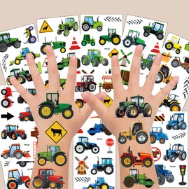 Traktor Tattoos für Kinder,10 Blätter Bauernhof Fahrzeug Kindertattoos Hautfreundlich Set Temporäre Tattoos zum Aufkleben,Mitgebsel Kindergeburtstag Geschenke Party Deko Traktor Spielzeug Tattoo Kinde
