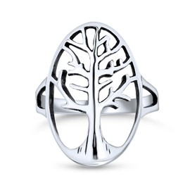 Large Open Oval Statement Family Wishing Tree Of Life Ring For Women For Wife Teen 925 Sterling Silver