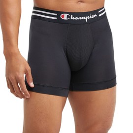 Champion Men's Boxer Briefs, Performance Stretch, Moisture Wicking, Multi-Pack, Regular Leg-Black-3 Pack, XX-Large