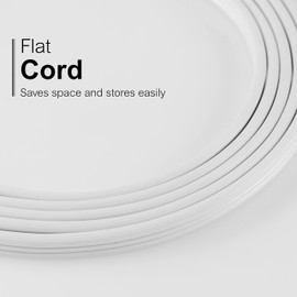 GE 3-Outlet Flat Extension Cord 3 Ft Grounded Extension Cord with Multiple Outlets 3 Prong Outlet Extender Flat Plug Power Strip Indoor Extension Cord 16 Gauge UL Listed 2 Pack White 69871