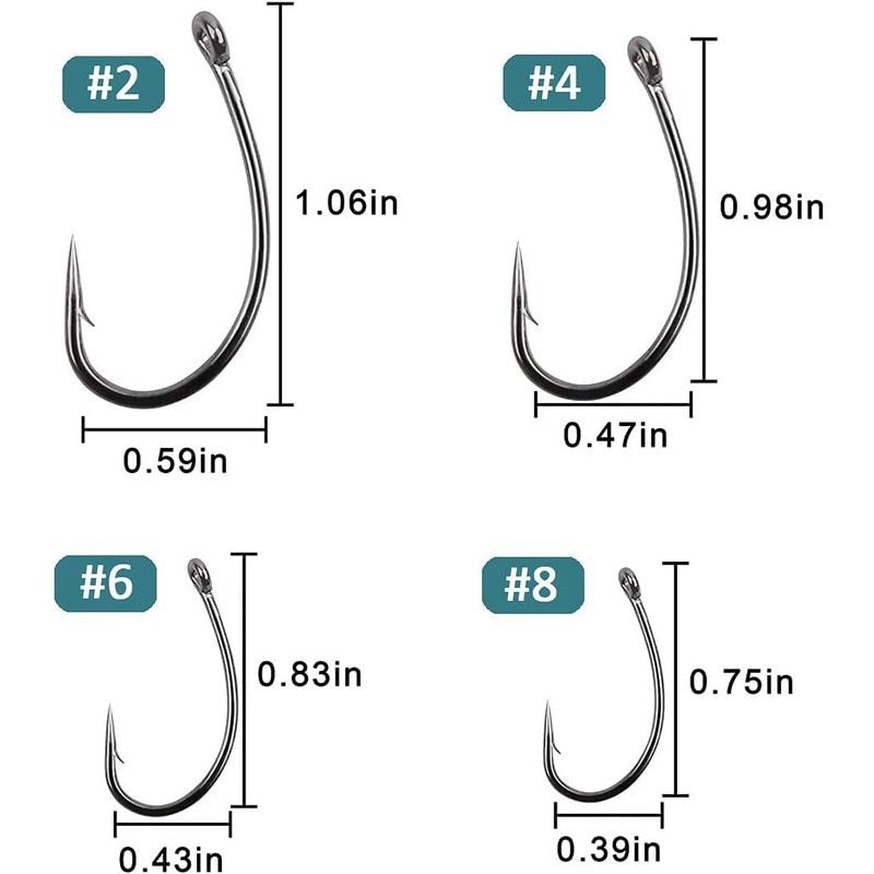 200PCS Carp Fishing Hooks Curve Shank Barbed and Barbless Carp