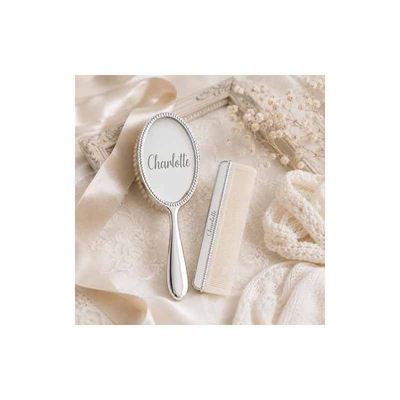 Custom Silver Baby Brush Set – First Birthday Heirloom Gift