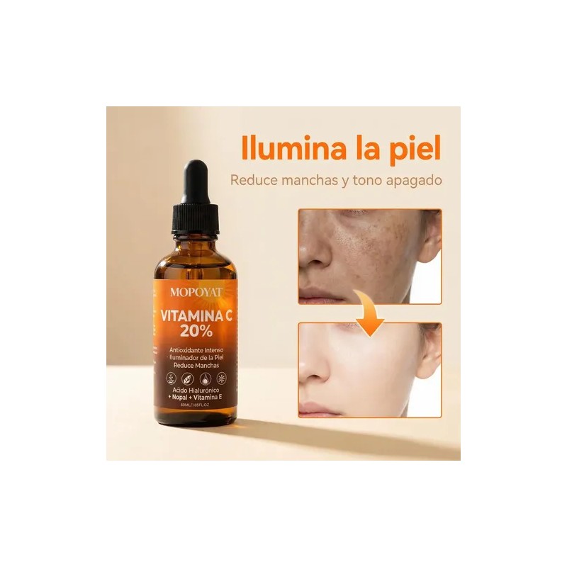 Serum Facial Brillante Con 20% Vitamina C Ácido Hialurónico