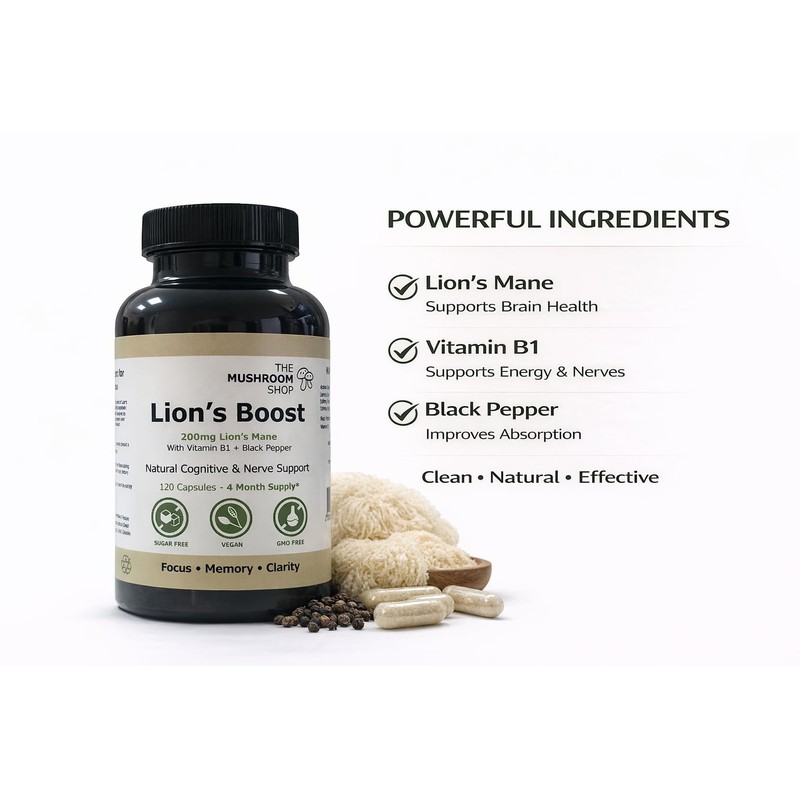 Lion’s Mane Capsules 200mg (10:1 Extract) – 120 Capsules (4
