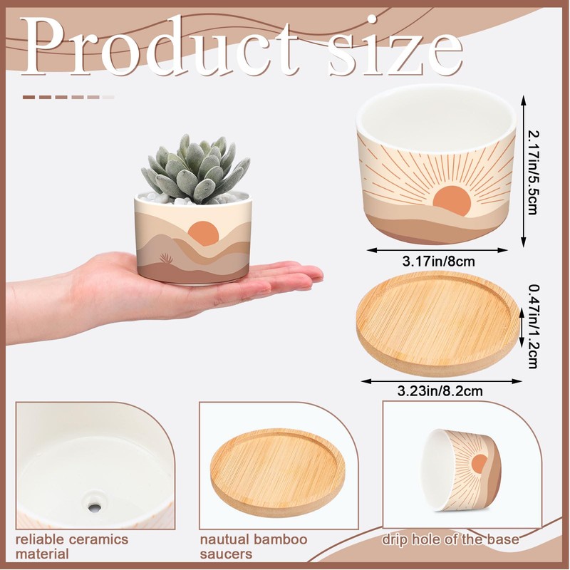 Qinyoung 6 Sets Boho Plant Pots Succulent Pot Modern Sun
