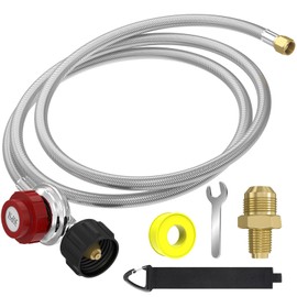 12 FT 0-30 PSI Adjustable High Pressure Propane Regulator, Stainless Propane QCC1 Hose with 3/8 Flare x 1/8 MNPT Fits for LP Gas Cooker, Burner, Turkey Fryer, Smoker