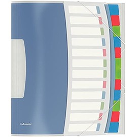 Esselte A4 Divider Book, Translucent, Integrated Index with 12 Compartments, Holds Up to 200 Sheets, Elastic Closure, White, VIVIDA Range, 624030
