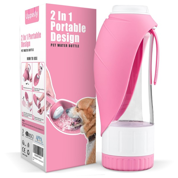 Uppetly Dog Water Bottle, Pet Water Bottle with Food Container