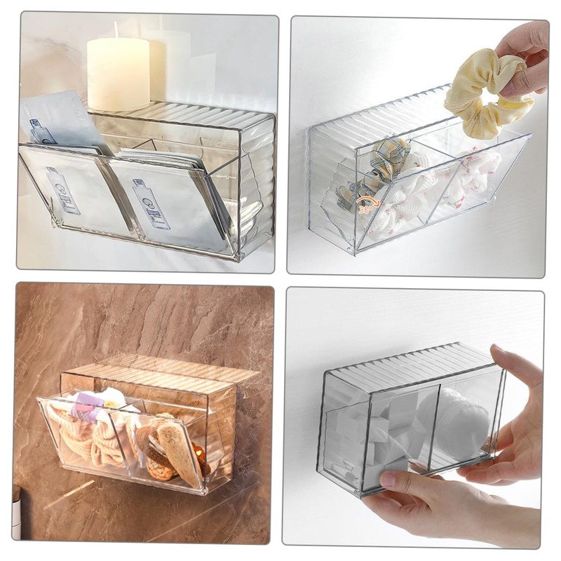 ABOOFAN Wall Mounted Cotton Swab Dispenser Dustproof Flip Lid Storage
