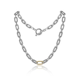 Mytys Women's Link Necklace 18k Gold Plated Double Twist Wire Gold and Silver 2 Tone Chain Necklaces Christmas New Year Jewelry (Gold & Silver 1)