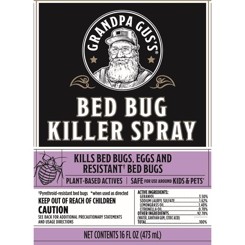 Grandpa Gus's Natural Bed Bug Killer Spray, 48 Hours Time-Release