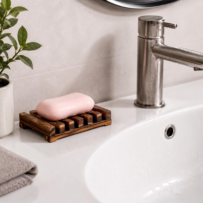 Wooden Soap Holder, Teak Soap Dish Wooden Sponge Holder for