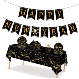 3pcs New Year's Day Tablecloth Table Cloth Dining Room Table Decor Decoration Tablecloths Party Plates and Cups Red Table Ornament for Party New Year Party Supply Table Protector KOMBIUDA