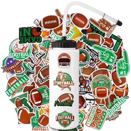 Zhehao Football Gifts, 1 Pack Football Water Bottle with Long Straw and 100pcs Stickers Accessories Stuff for Boys Men Player Lovers(1l, Bpa, Squeeze)