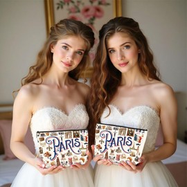 4PCS Paris Souvenirs from France Paris Gifts Makeup Bag Cosmetic Bag for Women Friend Lady Sister Bestie Paris Travel Lover Weekend Bag Vacation Christmas Birthday Friendship