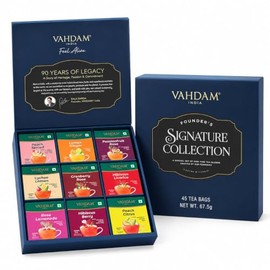 VAHDAM, surtido de bolsas de té – 8 sabores de té, 40 bolsas de té, juego de regalo | té favorito de OPRAH | té negro, té verde, té Oolong, té chai té, té de hierbas | juego de regalo de té y caja de té