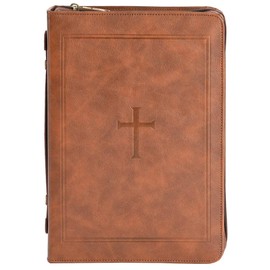 White Dove Designs Bible Cover-Classic Cross-Brown-XLG