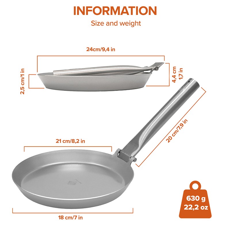 Stabilotherm Hunter Pan with Folding Handle, Open, for Camping