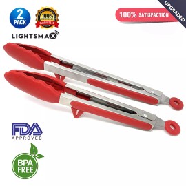 LIGHTSMAX SET OF 2 KITCHEN TONGS WITH SILICON TIPS bbq cooking kitchen party