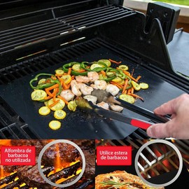 Estera para Parrilla Juego, Grill Mat Reutilizable, Tapete de Silicona para Hornear Ntiadherentes Resistentes a Altas Temperaturas, Tapete para Hornear Aplicar para Parrilla Grill, Asadores de Carbon