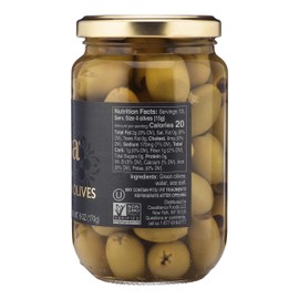 Mina Green Olives Pitted, 12.5 oz - Delicious Pitted Green Olives, Keto and Paleo Snack, Hand Picked, Naturally Cured, Gluten Free, Low Carb, Vegan, Non GMO and Kosher