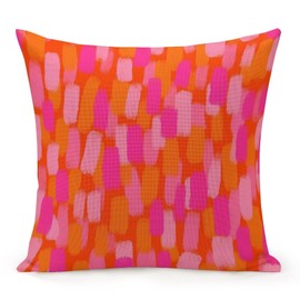 Abstract Retro 70s Pink Orange Paint Brush Throw Pillow Covers 18"X18" Cozy Aesthetic Throw Pillowcase Home Decorative Living Room Cushion Cover College Trendy Funky Dormitory for Bed Couch Sofa