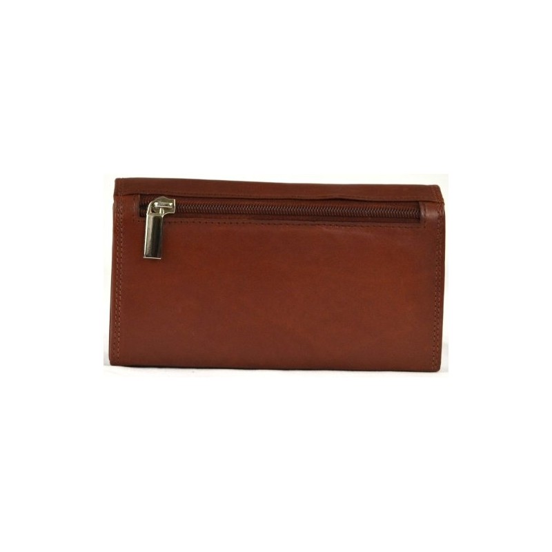 Ladies Soft Real Nappa Leather Long Flap-over Purse with Inner