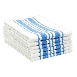 Blue Dinner Napkins Set of 6, 100% Cotton, Farmhouse Cloth Napkins, Striped Napkin,18x18, Absorbent, Memorial Day Napkins for Parties, and Weddings French Striped Royal Blue/White