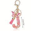 LUTAKU Keyring Girl Keyring with Initial Letters Pink Key Ring