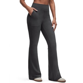 G4Free Yoga Pants with Pockets for Women High Waisted Bootcut Leggings Soft Flared Work Pants (Black,XL,29'')